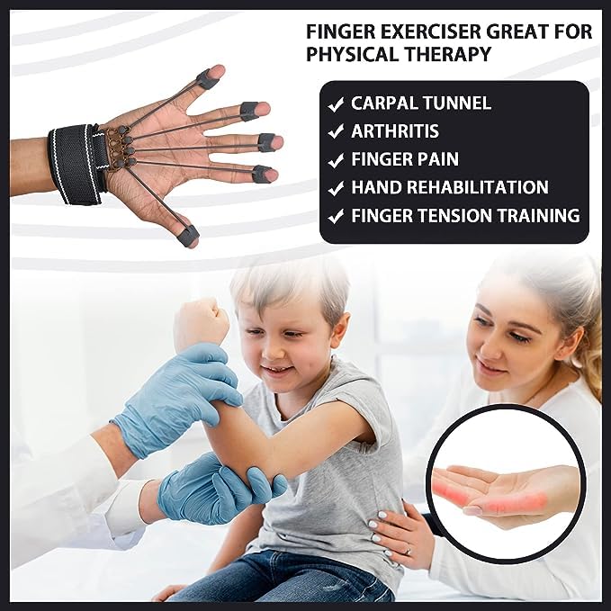 SUREFIT Finger Exerciser Hand Grip Strengthener for Fingers & Wrist Training Black Standard Size 2