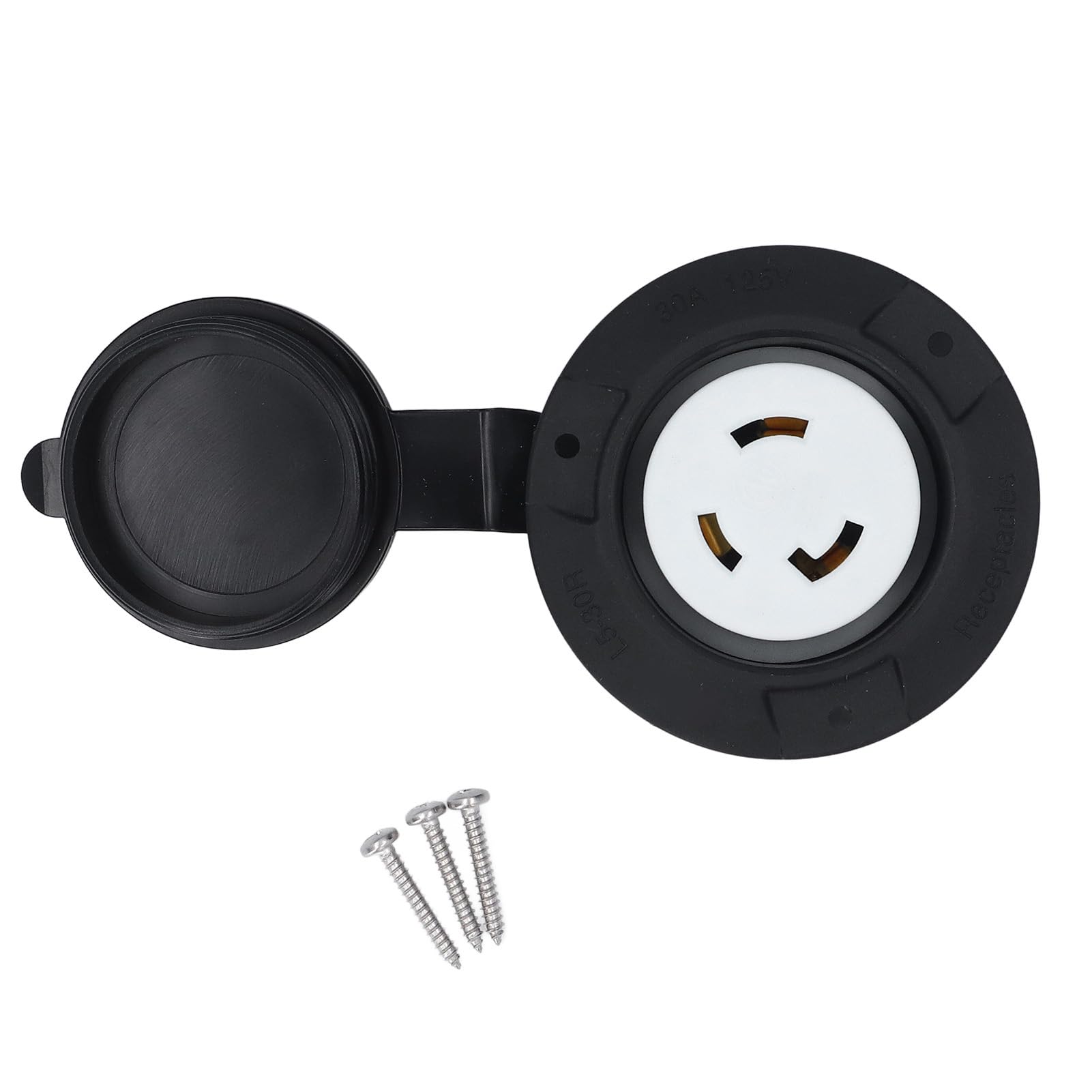 Tomacorriente con Brida 30A NEMA L5-30R Receptáculo con Bloqueo Toma Eléctrica de Alimentación para RV con Tapa Resistente a la Intemperie