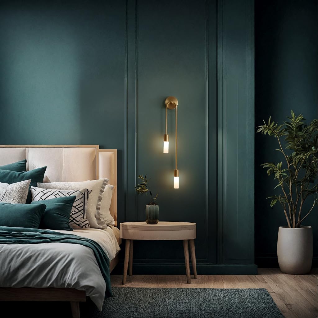 Moderne U-förmige Wandleuchte in Gold mit Acrylschirm, G9 kompatibel, 55cm Höhe Dekorative Wandlampe für Schlafzimmer, Wohnzimmer, Badezimmer, Flur, Hotel, Restaurant (Rechts.)