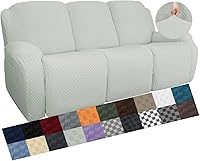 Vista 30 de YEMYHOM Funda elástica de 4 piezas para silla reclinable de jacquard con bolsillo lateral, antideslizante, ajustable, protector de muebles con parte