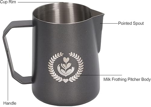 Miniatura 5 de Jarra espumadora de leche de 152fl oz jarra espumadora de acero inoxidable 304 de grado alimenticio jarra de espuma de café para bebidas de café