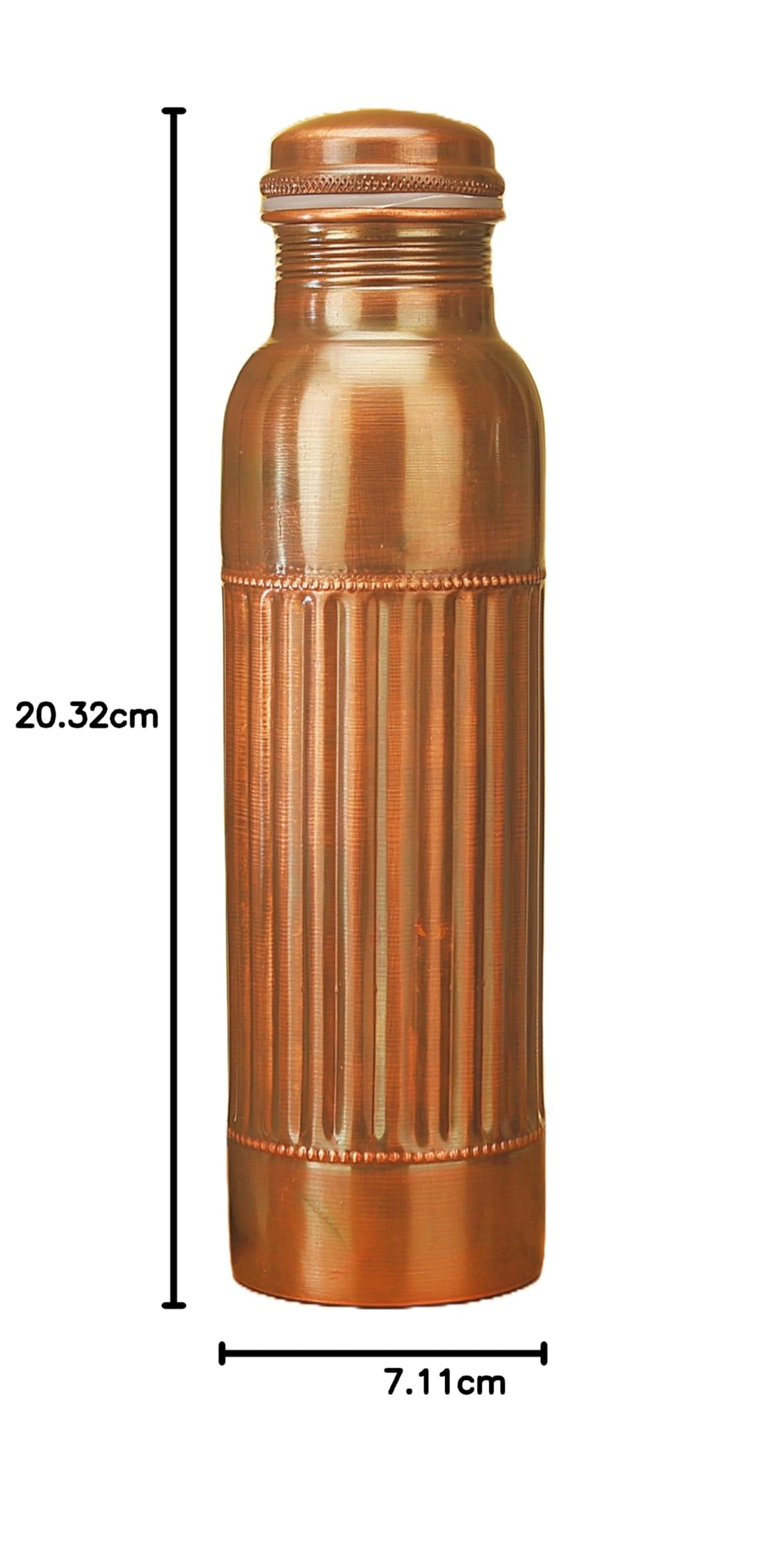 Botella de agua de cobre puro, 1000 ml, hecha a mano, con acabado forrado antiguo, a prueba de fugas, recipientes de cobre ayurvédico sin costuras para yoga, gimnasio y oficina