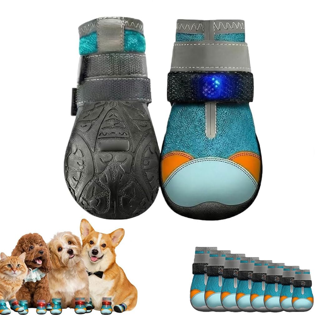 2PCS Light Up Dog Shoes - Motion Activated LED Shoes, Dog Boots Paw Protector, Non-Slip Shoes with Reflective Strip, LED Puppy Boots, Breathable Pet Walking Boots for Small Medium Large Pets (Size 6)