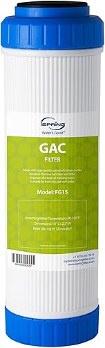 iSpring FG15 - Filtro de agua de repuesto de 10 x 2.5 pulgadas para sistema de filtro de agua de ósmosis inversa, filtro de carbón activado granular
