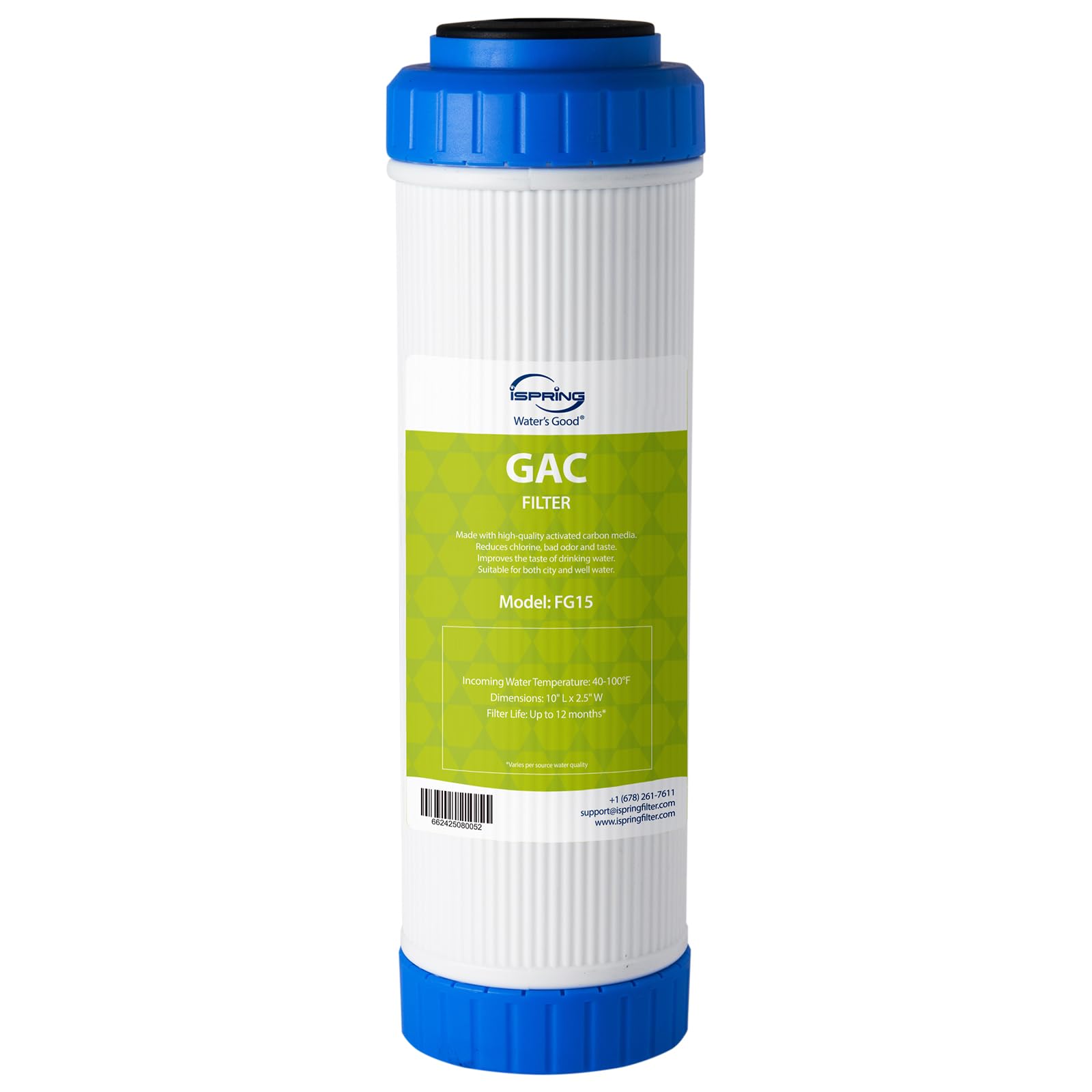 iSpring FG15 GAC Granular Activated Carbon Filter Water Filter RO/Aquarium/DI, 2.5" x 10"