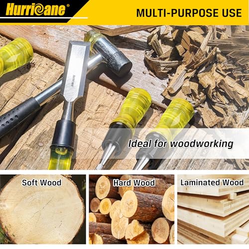 image for HURRICANE 4 Piece Wood Chisel Set for Woodworking. CR-V Steel Beveled 