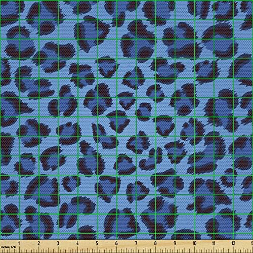 Lunarable Animal Print Fabric by The Yard, Leopard Skin Animal Print Design Creative Contemporary Artwork, Decorative Fabric for Upholstery and Home Accents, 1 Yard, Soft Blue