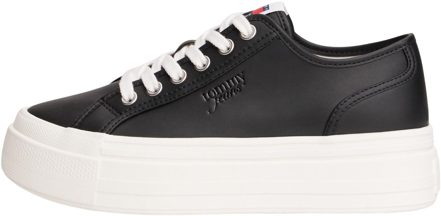 Tommy Jeans Women's Tjw Flatform Sneaker LTR EN0EN02964 Low Top, Black (Black), 6.5 UK