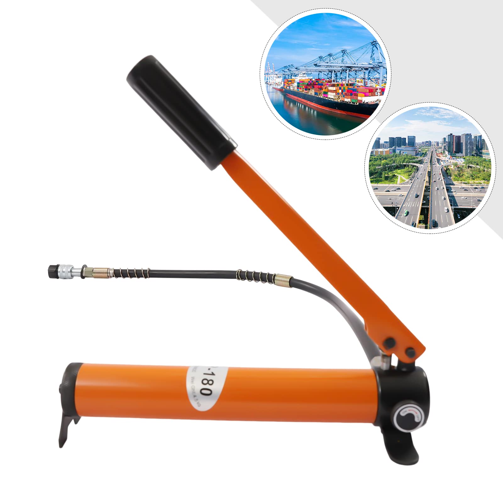 CP-180 Bomba hidráulica manual con manguera de 1 m, 350 cc 70 Mpa bombas de mano acoplador de manguera hidráulico dobladores de tubos hidráulicos reservas de aceite Bomba de presión hidráulica