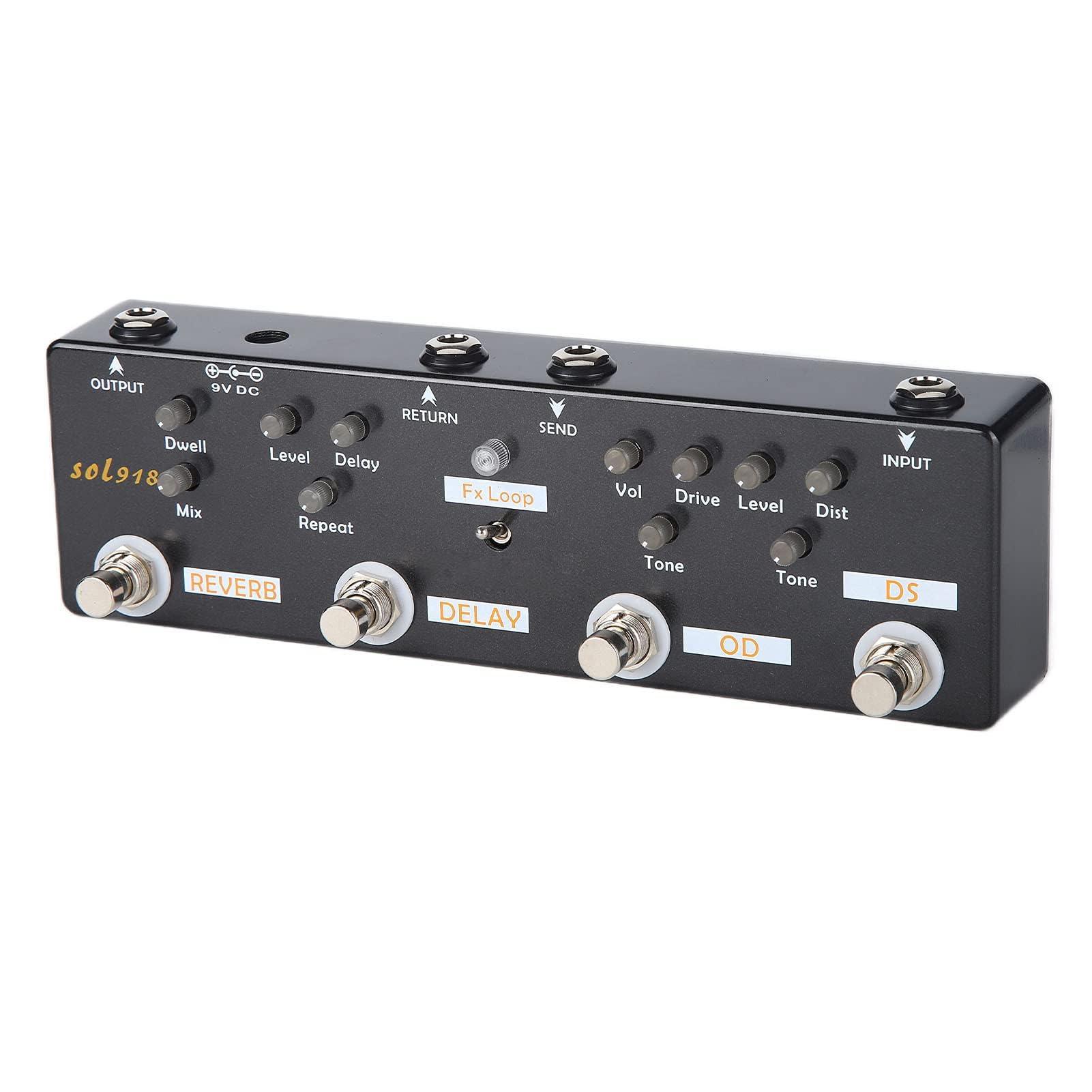 Pedale Multieffetto per Chitarra Overdrive Delay Reverb Distortion Fx LOOP Pedale per Chitarra con Regolazione della Manopola