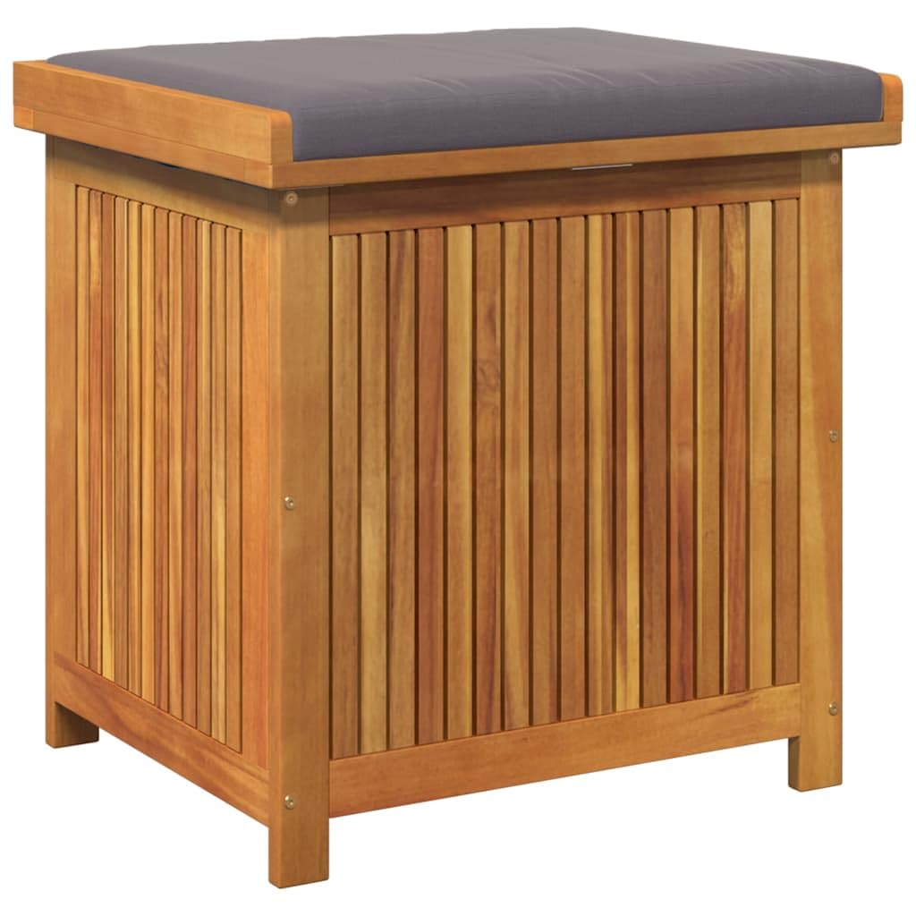 Scatola per cuscini esterni, 60 x 50 x 61 cm, acacia massiccia | Con Coperchio, Borsa Impermeabile Interno, Doghe Ventilate, Stoccaggio Giardino