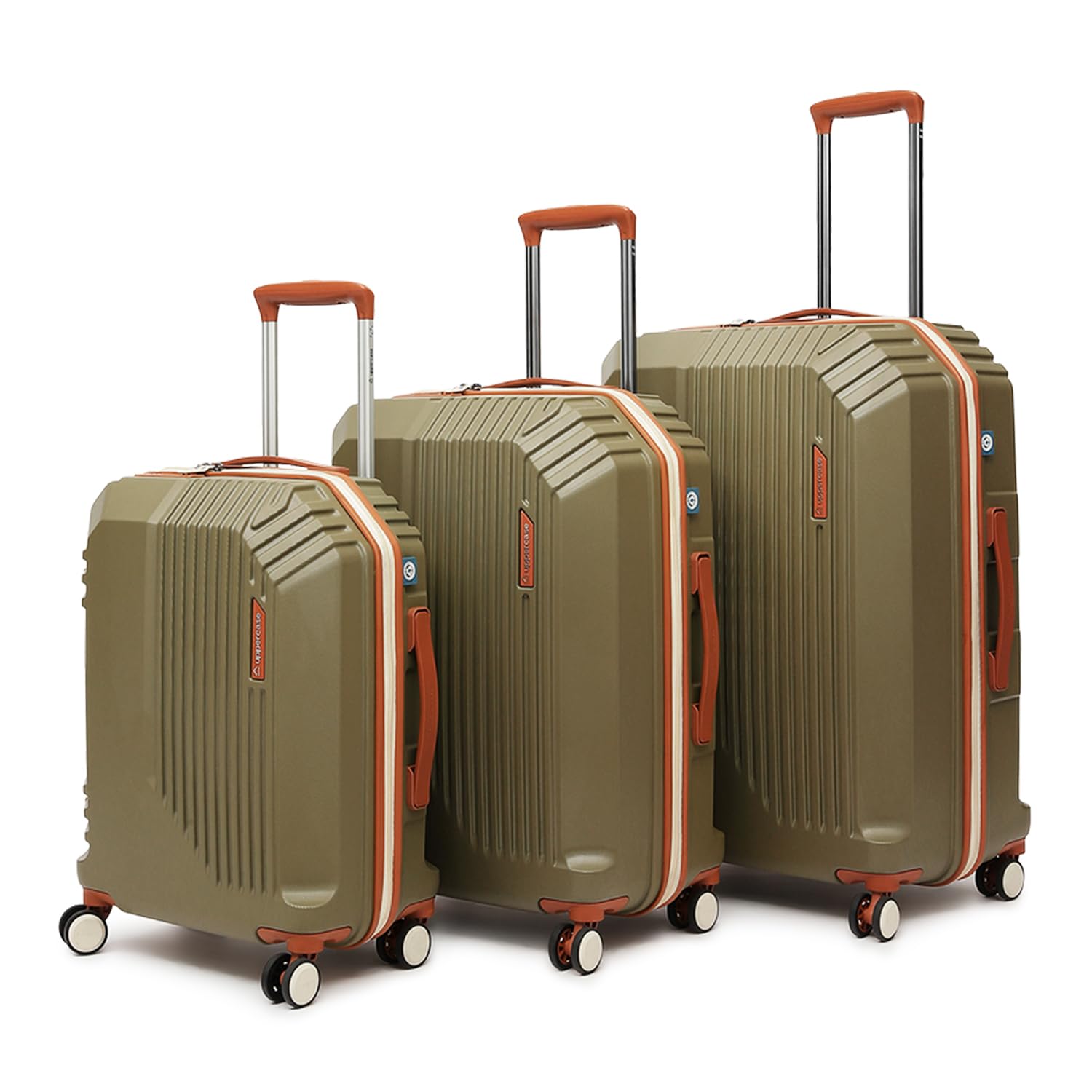 uppercase Vector Set of 3 (S+M+L),Check-in Sustainable Trolley Bag,Hardsided Anti-Scratch 8 Spinner Wheel Luggage,TSA Lock & Anti-Theft Zippers,Suitcase for Unisex,2000 Days Warranty (Brown)