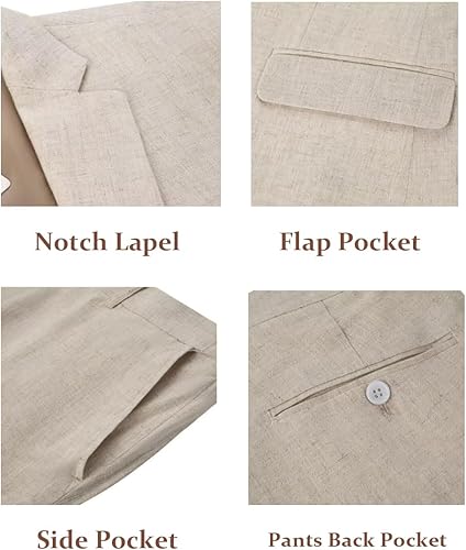 Miniatura 2 de Traje de lino de 2 piezas para niños, ajuste delgado, chaqueta casual y pantalones para verano, playa, boda