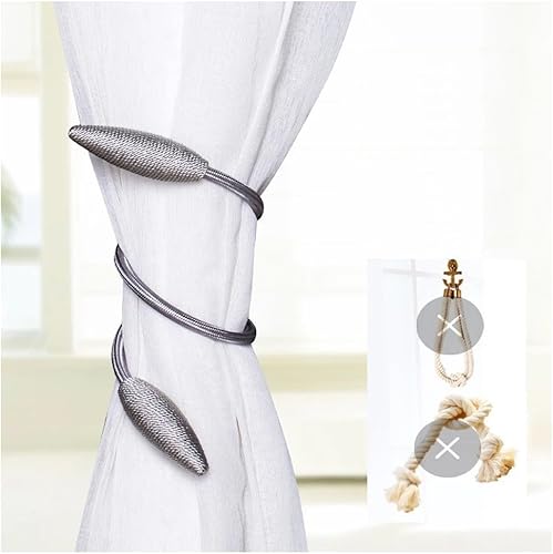 Miniatura 2 de Alzapaños para cortinas, soporte para cortinas de ventana, clips de cuerda para dormitorio, cocina, oficina, baño, decoración del hogar, 1 par, gris