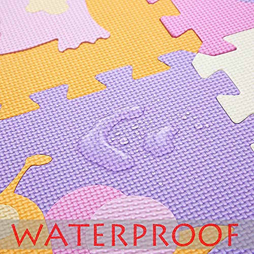 Tamiplay Foam Play Mat For Kids，25Pcs Square Interlocking Puzzle Floor Mat，Baby Play Mat Floor Mat Foam Puzzle Playmat For Toddlers With Fence - 9 Different Animal #TOP2