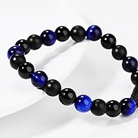 Vista 92 de Black Beaded Bracelets for Men Boys: 6mm Obsidian Onyx Lava Beads Mens Bracelet Set Mens Jewelry - Cool Anniversary Valentines Fathers Birthday