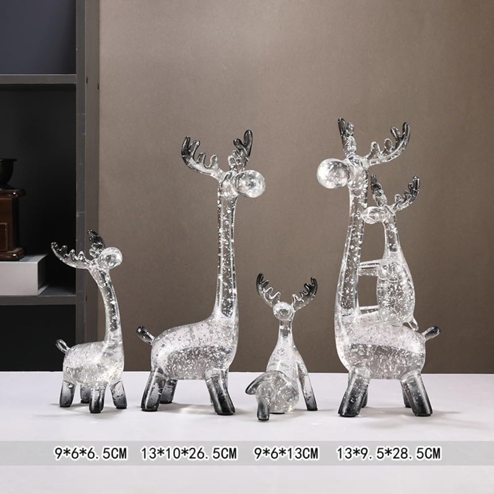 Titel: Rentier Familie Set 4 Stück Goldfolienharz Modern