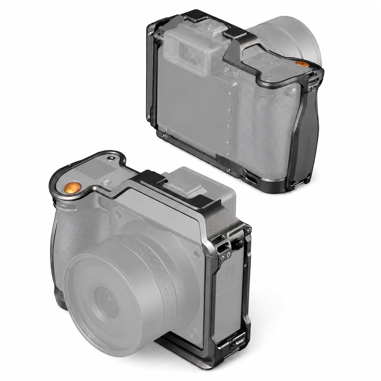 FALCAM obudowa na aparat ze stopu aluminium, kompatybilna z Hasselblad X2D X2D II, 6061 aluminiowa klatka ochronna z modułową płytą Arca L, przegrodą kompatybilną z AirTag, konstrukcja Lay-Flat