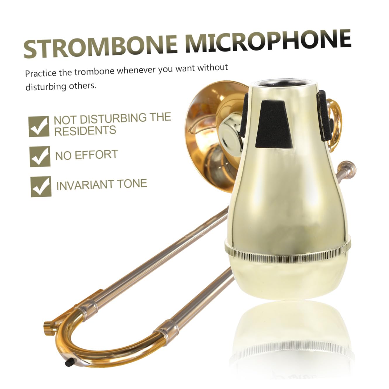 Sourdine Simple pour Trombone en Abs, Lot de 1, Or