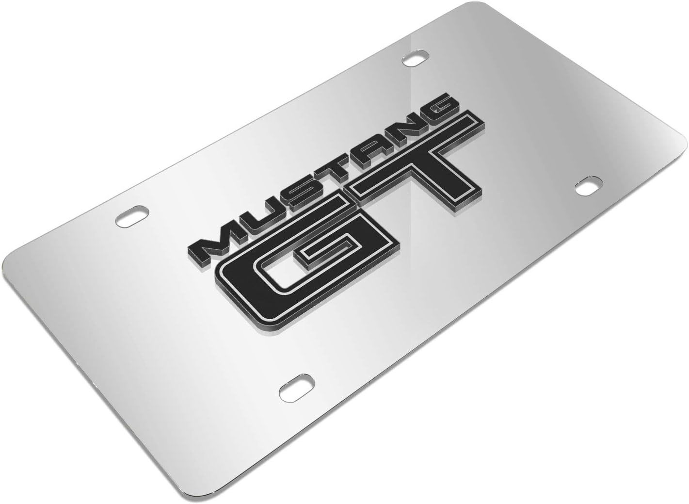 iPick Image for Ford Mustang GT 3D Logo Mirror Chrome Stainless Steel License Plate - Official Licensed