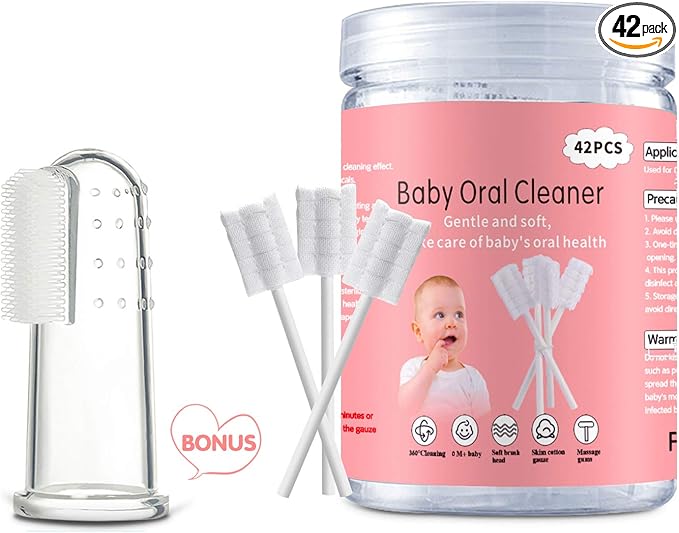100 PCS Disposable Baby Tongue Cleaner Toothbrush, Infant Oral Care Swabs