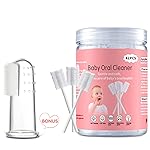 EASICUTI Baby Tongue Cleaner, 42Pcs Disposable Infant Toothbrush, Gauze Gum Cleaner Baby Oral Cleaning Stick Dental Care for 0-36 Months + Free 1 Finger Toothbrush