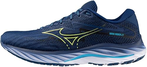 Mizuno Scarpe da corsa Wave Rider 27 da uomo, Peonia Navy/Verde Sharp, 46 EU