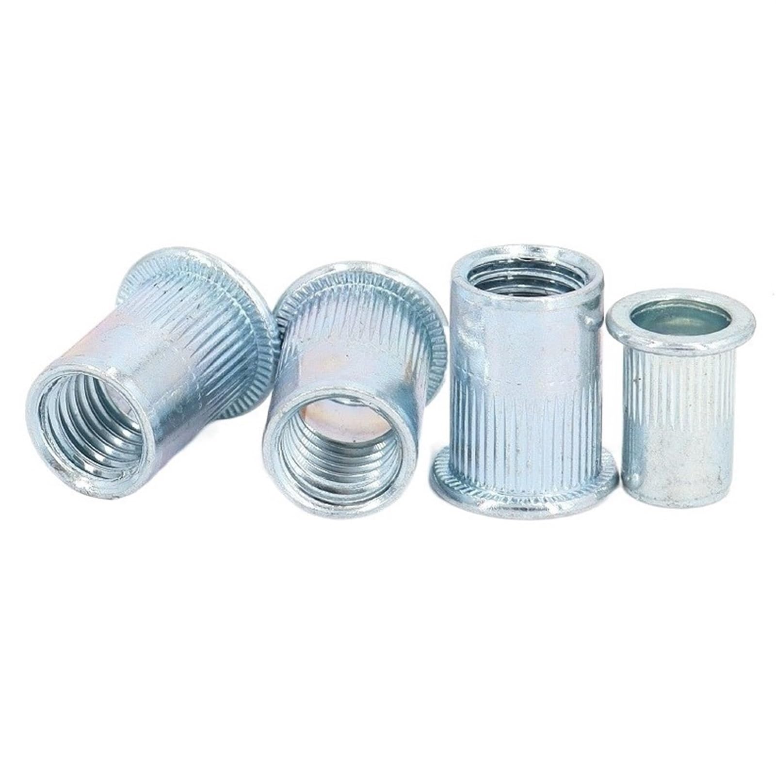 Inserto filettato a Testa Piatta per Dadi, Confezione da 100 Dadi for Rivetti in Acciaio al Carbonio zincato Blu, Diverse Misure(M10)