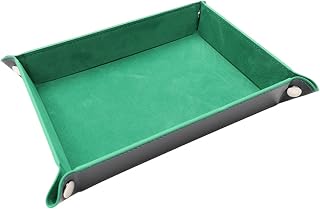 Hotooldo - Bandeja rectangular de doble cara para dados, plegable, de piel sintética y terciopelo, para Dungeons and Dragons RPG Dice Gaming D&D y otros juegos de mesa, 2 unidades, color verde