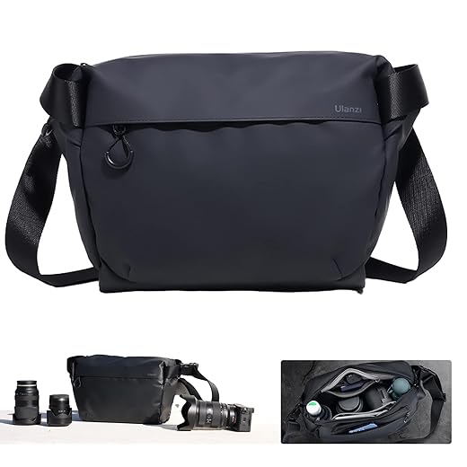 ULANZI BP08 Camera Sling Bag,Versatile Crossbody Travel Chest Bag Messenger Portable Handheld Travel Bag Accessories Stylish Compatible with Sony Smartphone etc -3L, BLACK