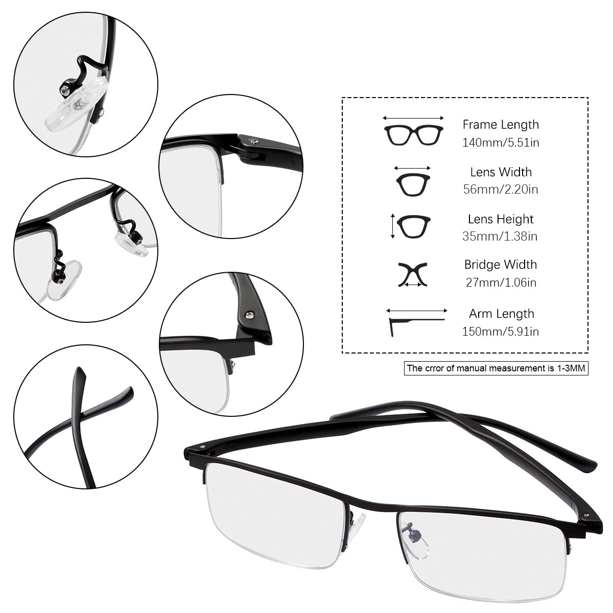 Vepiant Progressive Multifocus Reading Glasses Blue Light Blocking Multifocal Computer Readers for Men Women Presbyopic Eyeglasses