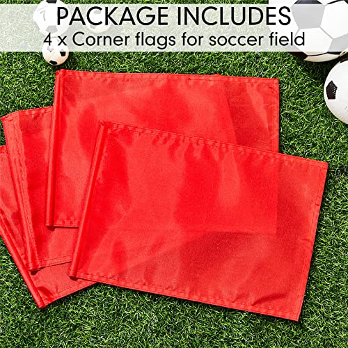 Juexica Set Of 4 Soccer Corner Flags Soccer Referee Flags Red Flags Tip Up Replacement Flags Linesman Official Flag For Soccer Field Soccer Volleyball Football Track Training #TOP2