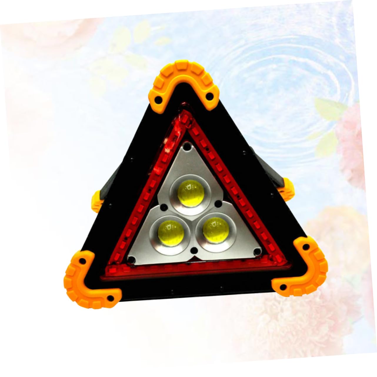 Balise de Sécurité Triangulaire LED Cob Jaune, Pliable, sans Batterie
