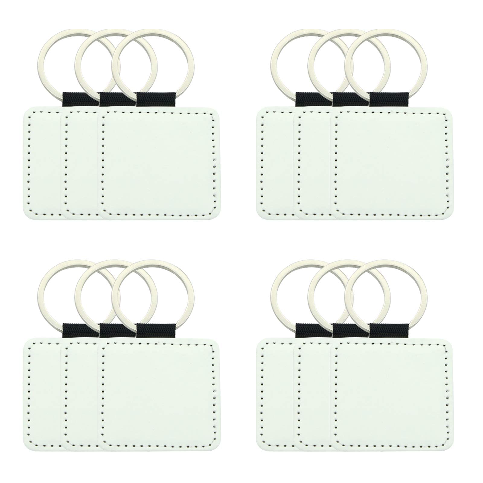 12 Pcs Sublimation Blank Keychains,PU Leather White Keychains Ornament Pendants for Man Women Crafts Heat Transfer