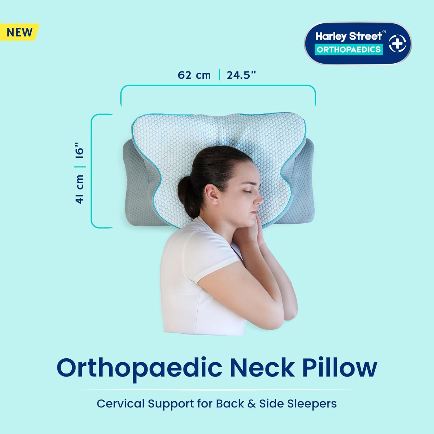 Harley Street Orthopedic Neck Support Pillow (Large) | Ergonomic Cervical Pillow | Orthopaedic Memory Foam Pillow for Side Sleepers | Hypoallergenic & Machine Washable