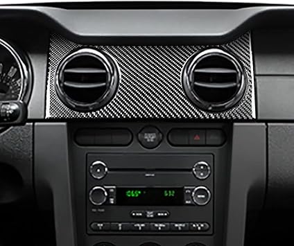 Real Carbon Fiber Trim for Ford Mustang Accessories Interior | for 2005-2009 2006 2007 2008 GT Shelby, Dashboard Center Air Vents Panel Cover, Thick Overlay Sticker Decal