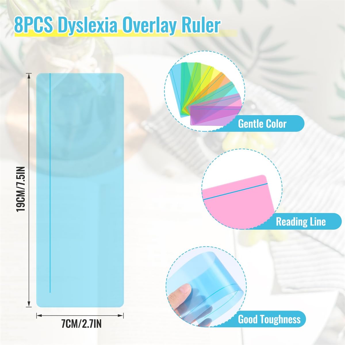Adhd Ruler Tracker For Kids 8PCS Guided Reading Highlight Strips, Colored Overlay ...