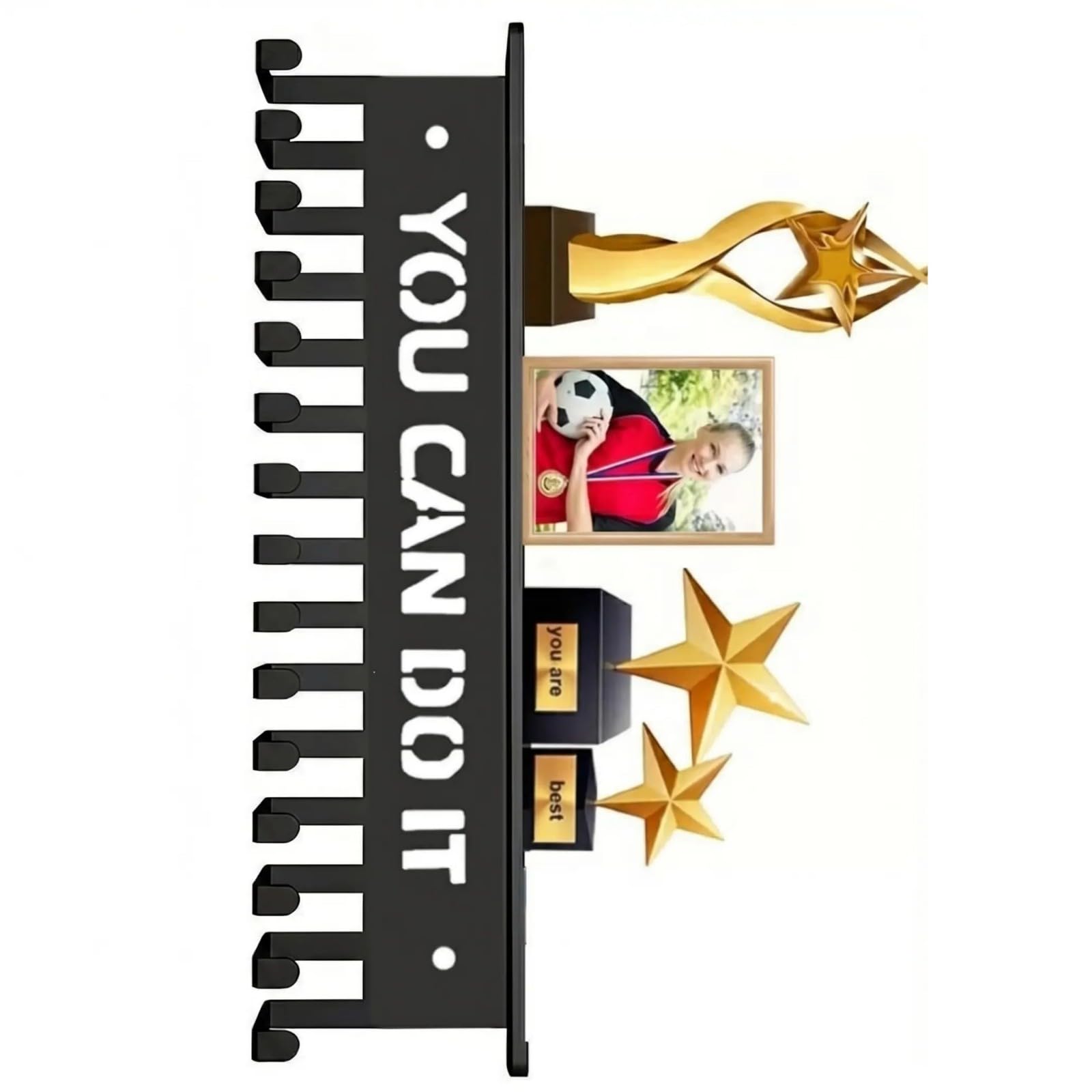 Kaeltsyn Flexible TPU Award Organizers Wall Mounted Holder for Sports Medals and Household Items Simple Award Rack