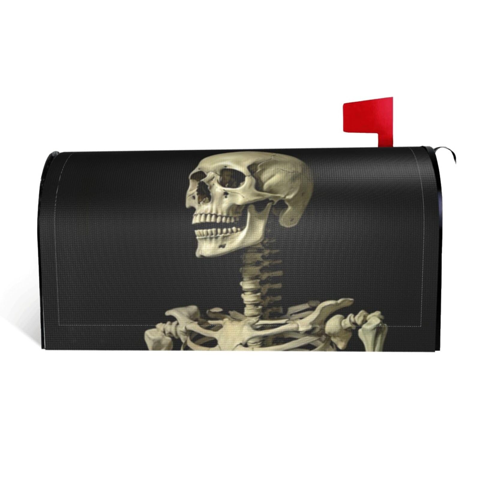 A Skeleton Mailbox Covers Magnetic Standard Size 21x18 in, Decorative Post Letter Box Cover Waterproof Mailbox Wraps Outdoor Post Wraps for Garden Yard Home Decor
