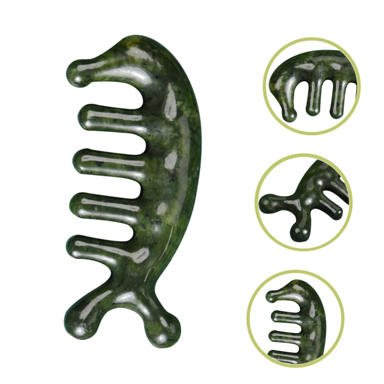 FRCOLOR 4stücke Jade Kopfhaut-massagebürste Ergonomisches Massage-tool Für Entspannende Kopfhautmassagen Für Zuhause Und Unterwegs Aus Grünem Jade Mit Glatter Oberfläche Und Feiner