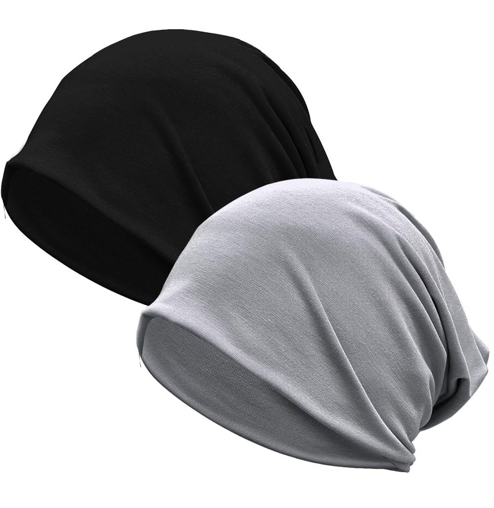 JarseHera 2 Pack Wider Slouchy Beanie for Men Women Oversize Chemo Headwear Large Baggy Skull Cap Cancer Caps Hats