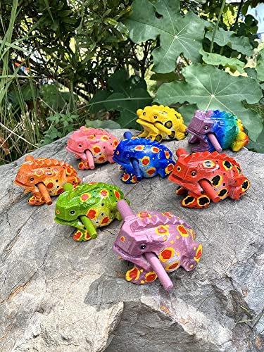 5 Inch Guiros Percussion Instruments Wooden Frog, Wooden Frog Musical Instrument Home Deco. (Red Color) #TOP5