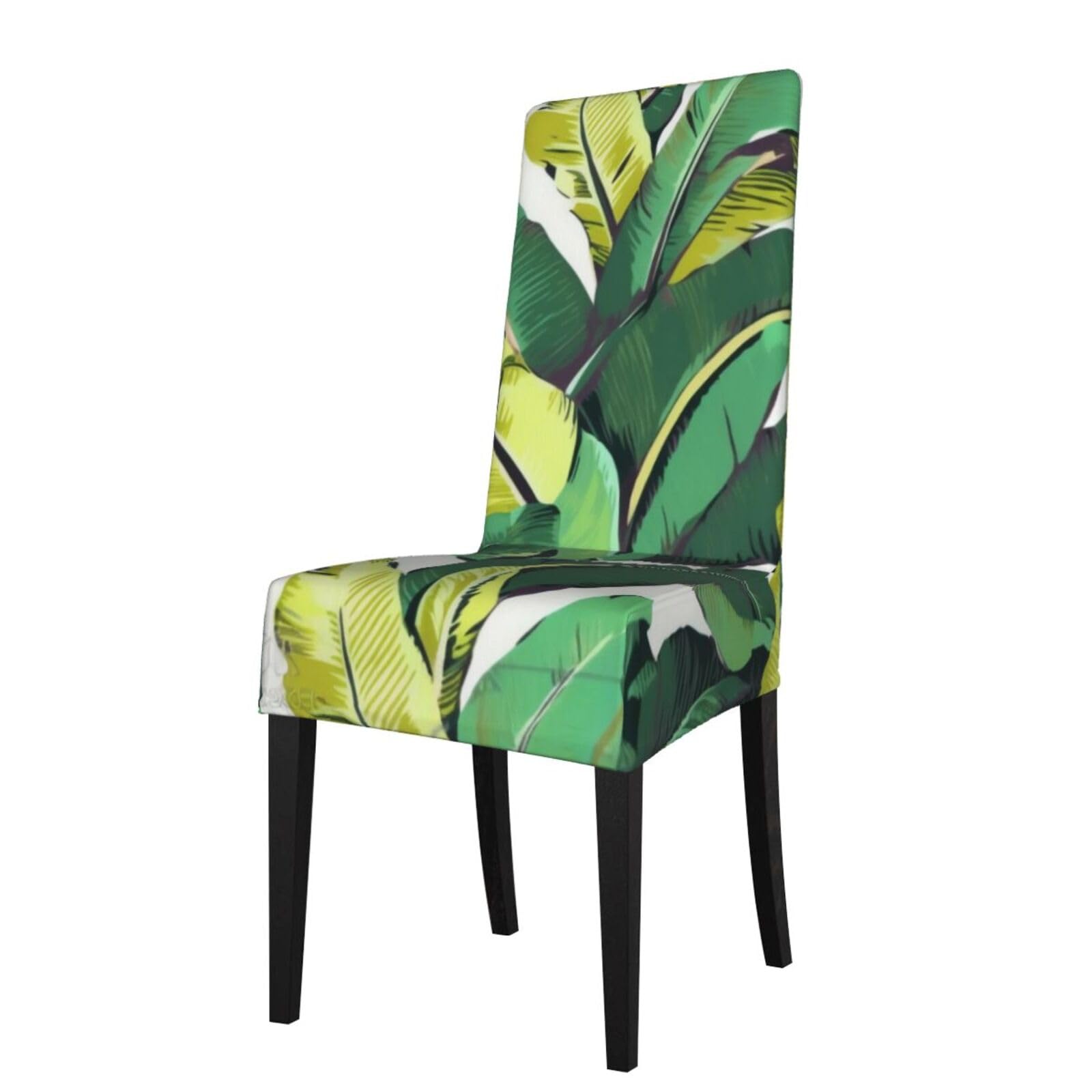 WPKJU Tropical Banana Palm Leaves Print Dining Chair Covers Removable Chair Seat Covers Decorative for Kitchen & Bar Stools