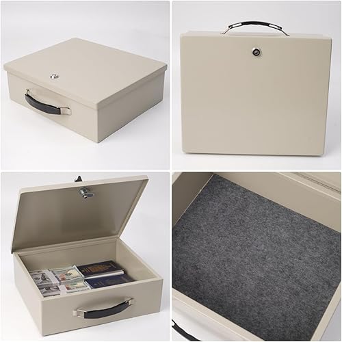Miniatura 8 de Caja de documentos ignífuga con cerradura de llave y bolsa de dinero ignífuga, caja de almacenamiento segura para objetos de valor, cerradura de
