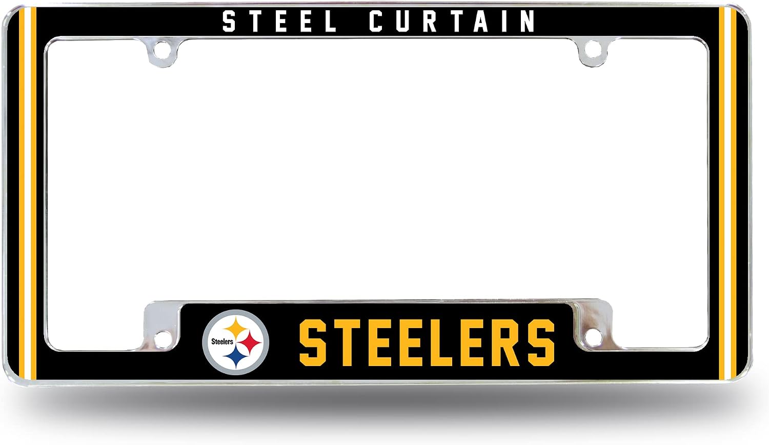 Rico Industries NFL Football Pittsburgh Steelers 12" x 6" Chrome All Over Automotive License Plate Frame