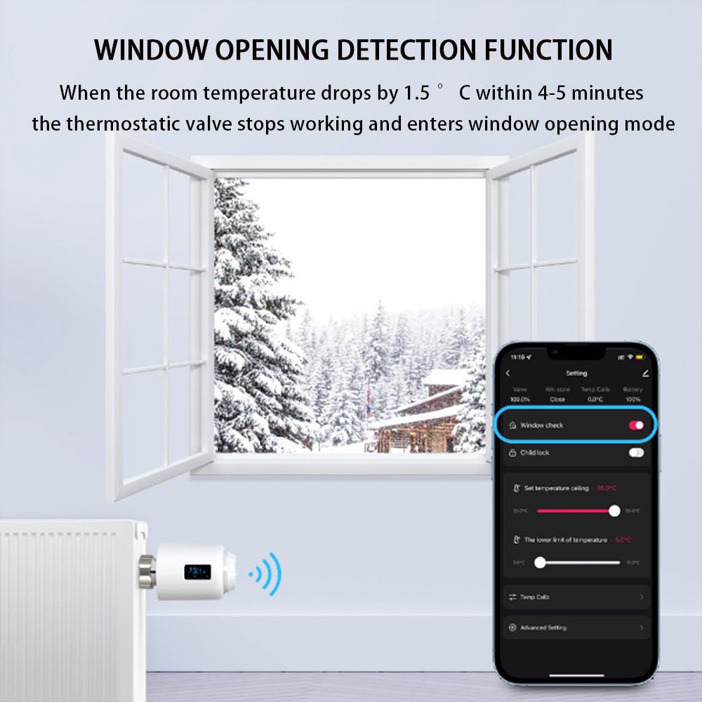 Termostato intelligente del radiatore Valvola del radiatore intelligente, App valvola termostatica intelligente, regolatore di temperatura intelligente Valvola termostatica programmabile del radiatore