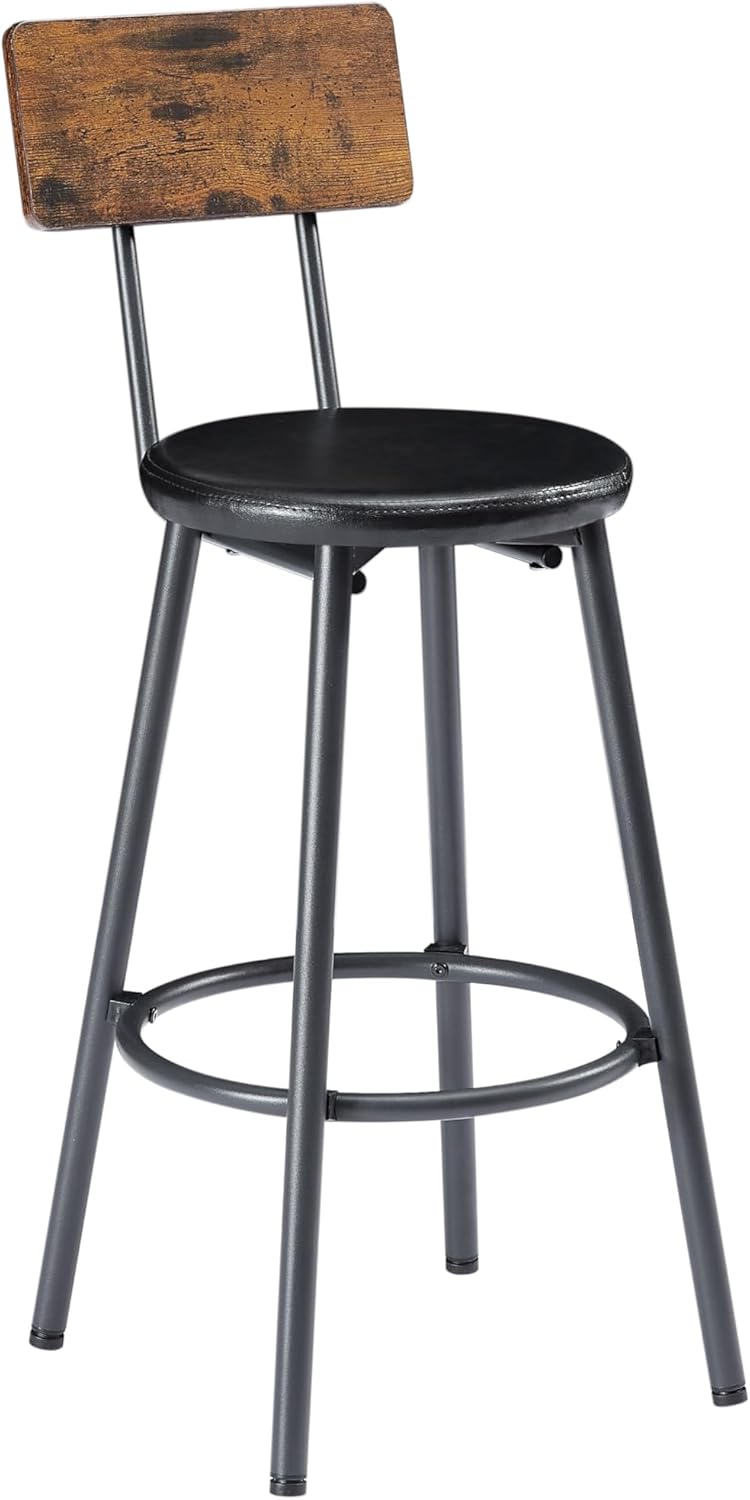 GOWE Pub High Dining Table 7 Piece Set, Industrial Style Pub Table, 6 PU Leather Bar Chairs for Kitchen Breakfast Table, Living Room, Bar, Rustic Brown, 47.2¡åL x 23.6" W x 35.4" H