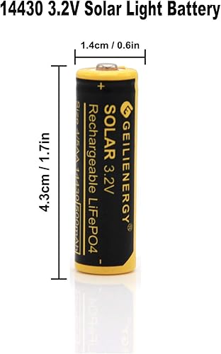 Miniatura 2 de Paquete de 16 baterías solares recargables de litio LiFePO4 de 45 AA (no tamaño AA) 14430 3.2 V 500 mAh LiFePO4 para luces solares al aire libre