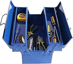 KIZQYN Caixa de ferramentas portátil pequena caixa de ferramentas estojo de armazenamento de metal com bandejas dobráveis de 3 camadas, ferragens de reparo portátil, eletricista, organizador doméstico, caixa de ferramentas, organizador de ferramentas