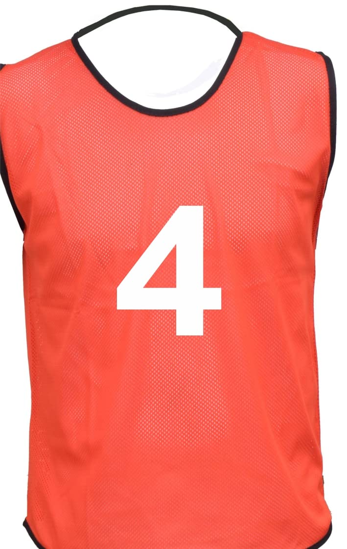 10 MESH BIBS FOOTBALL TRAINING SPORTS BIBS NUMBERED (2-11 OR number of your choice) Front/Back OR Front & Back (Red (Front Only), Adult (Men's Large-XL)) — image 1